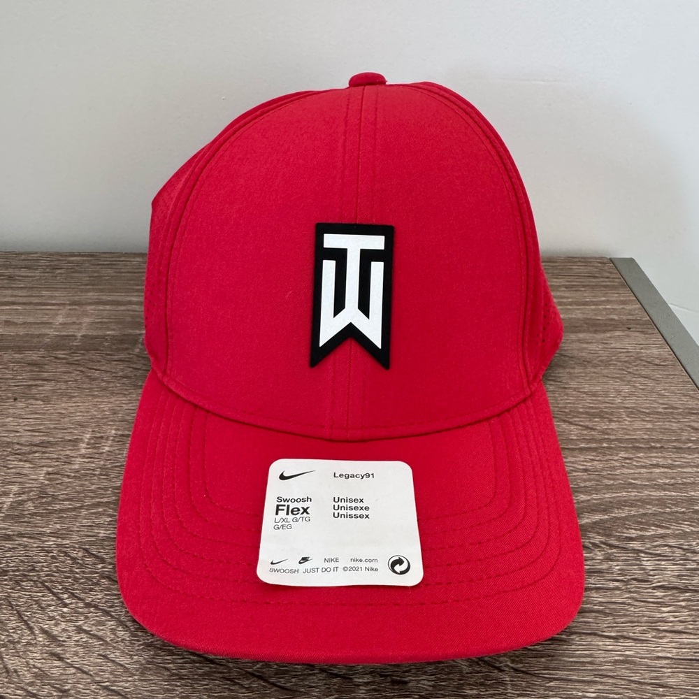Nike Golf Hat Tiger Woods Unisex Size L/XL Dri-Fit TW Red Cap
